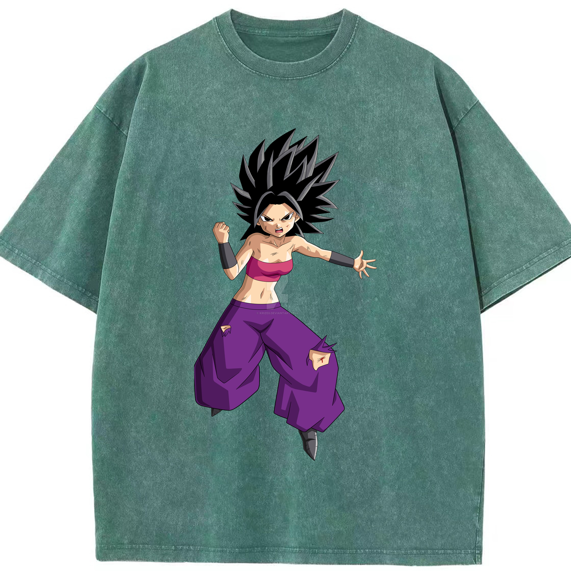 （画像用） ドラゴンボール カリフラ DRAGON BALL Caulifla 綿100% ヴィンテージ風 半袖Tシャツ（フロントプリント）